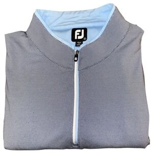 FootJoy Mens 2XL Blue White Striped Quarter Zip Golf Pullover CME Group‎ Logo